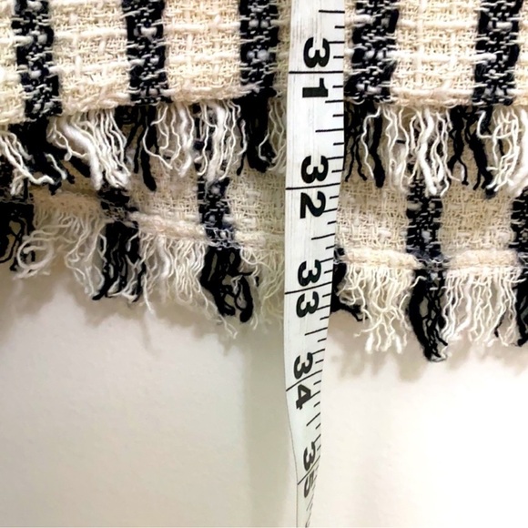 Zara TRF Collection Pinafore Tweed Fringe Striped Mini Shift Dress Size Small/4 - Picture 6 of 7